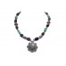 Thread Pendant Necklace 925 Sterling Silver Natural Amethyst Malachite Stones B4